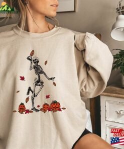 Dancing Skeleton Sweatshirt Halloween 2023 Shirt For Group Pumpkin T-Shirt Unisex
