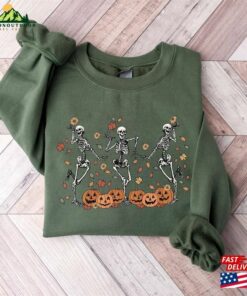 Dancing Skeleton Sweatshirt Halloween Pumpkins Shirt Unisex Classic