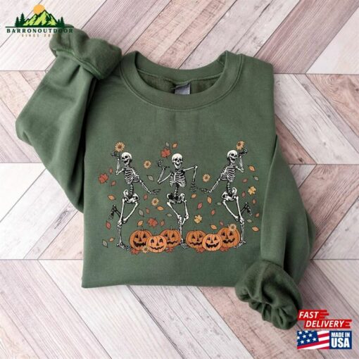 Dancing Skeleton Sweatshirt Halloween Pumpkins Shirt Unisex Classic