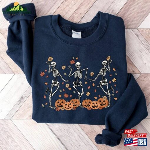 Dancing Skeleton Sweatshirt Halloween Pumpkins Shirt Unisex Classic